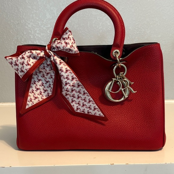 Stunning Red Dior Medium Satchel with CLUTCH AND Crossbody Strap EUC! 🤩🤩🤩 - Picture 2 of 16